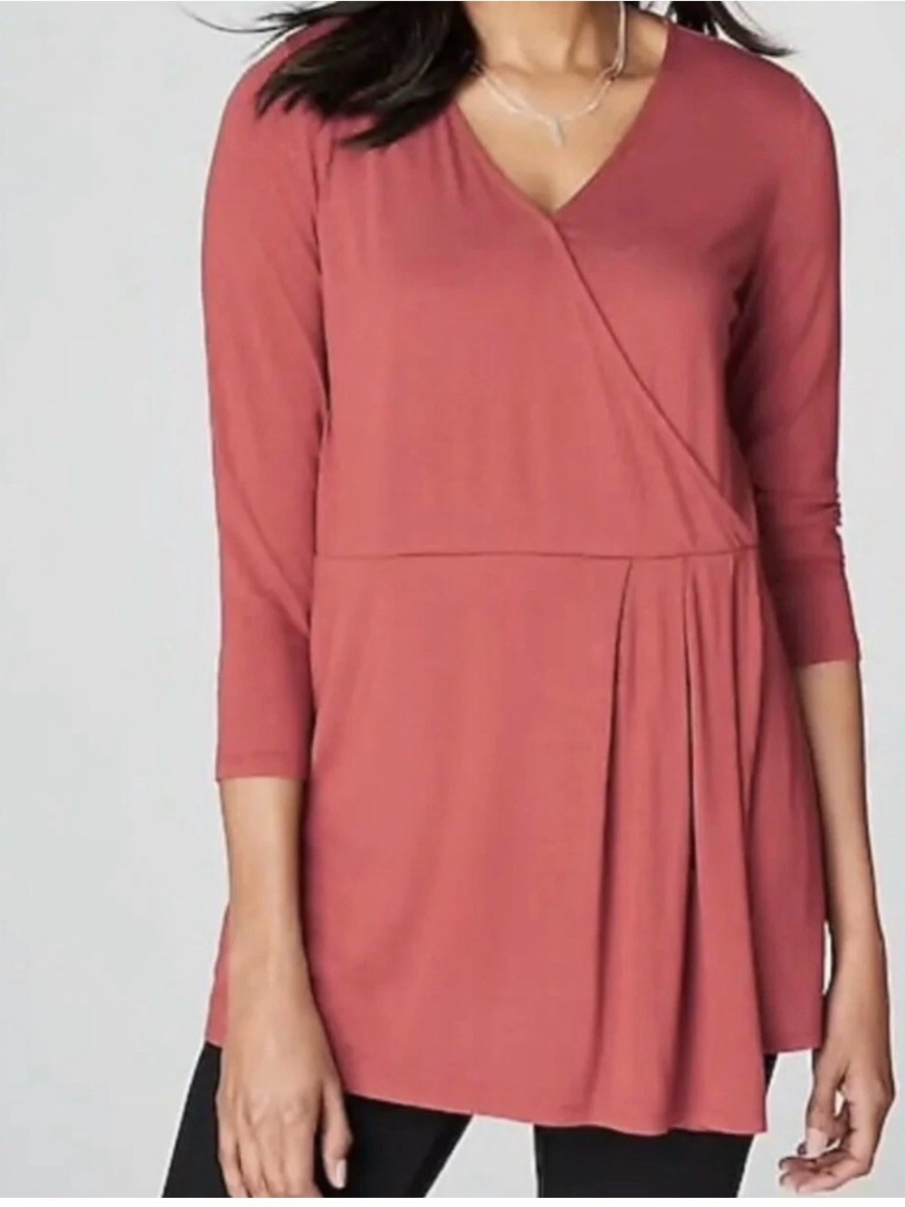 J. Jill Wearever Rose-Mauve Wrap-Front Tunic